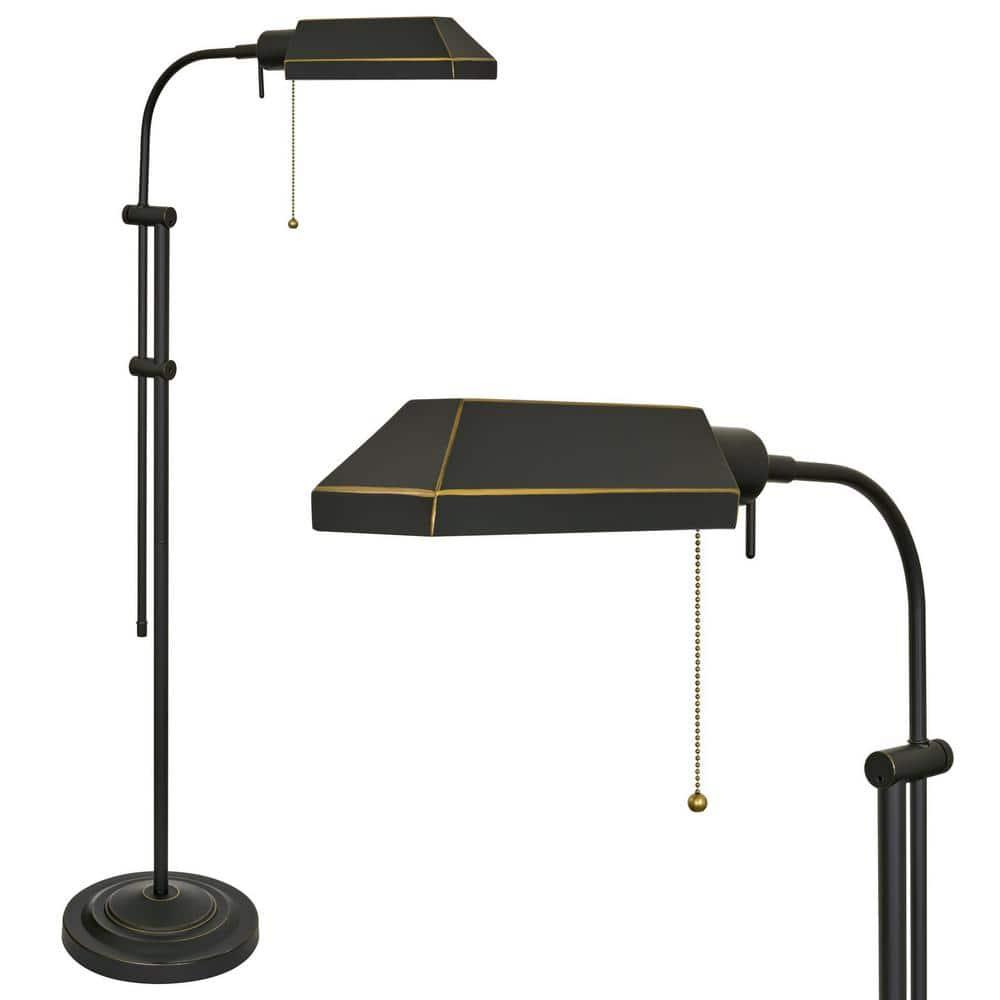 GOURE Prescott 58" Modern Industrial Adjustable Standing Pharmacy Floor Lamp, Dark Bronze Finish, Includes 6W LED Bulb (60W eq.) Energy Efficient, Eco-Friendly, Pivot Head for Hobby/Precise Task