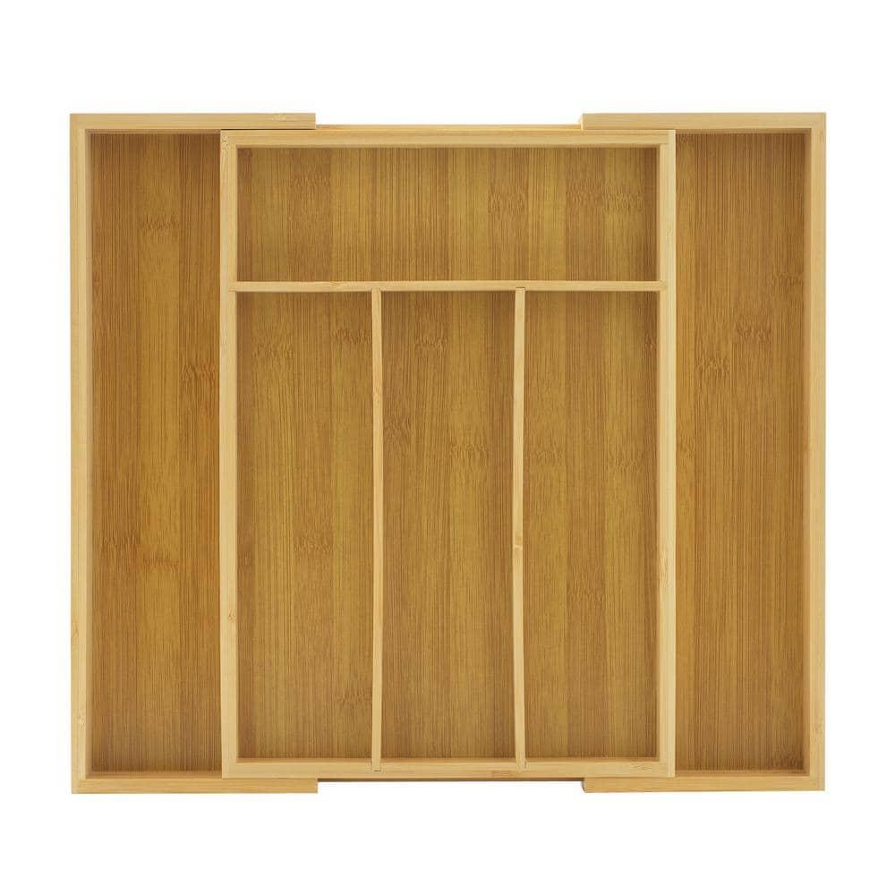 JoyJolt JoyJolt Bamboo Expandable Flatware Drawer Organizer for Kitchen Utensils