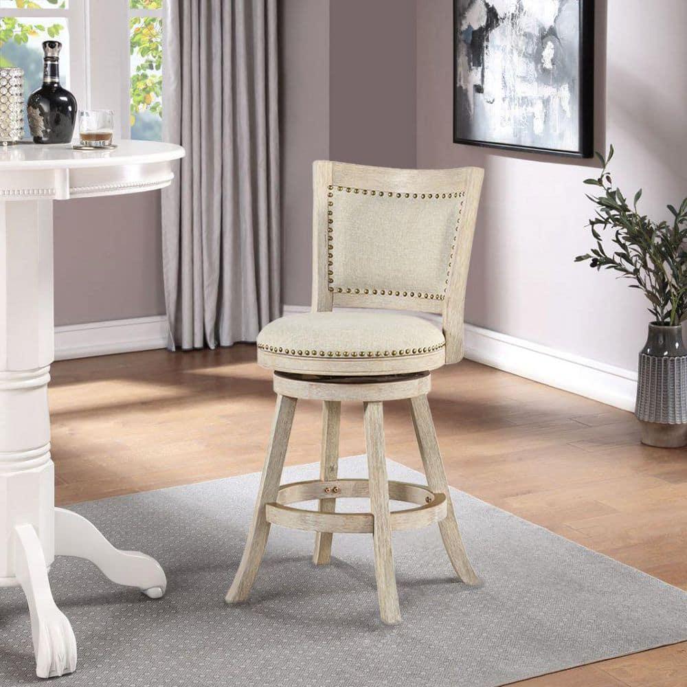Dovecove Falken Swivel Upholstered Counter Stool with Solid Wood Frame