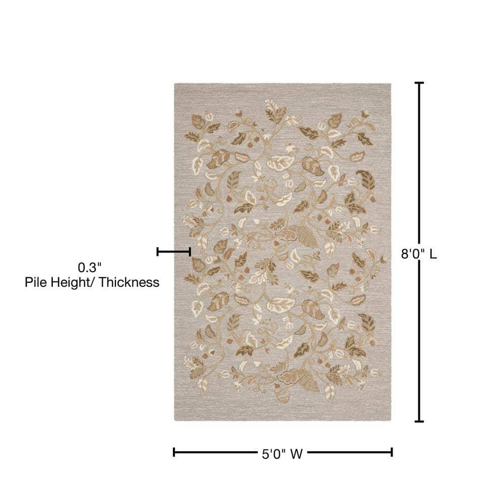 SAFAVIEH Martha Stewart Autumn Woods Floral Area Rug, Grey Squirrel, 5' x 8'