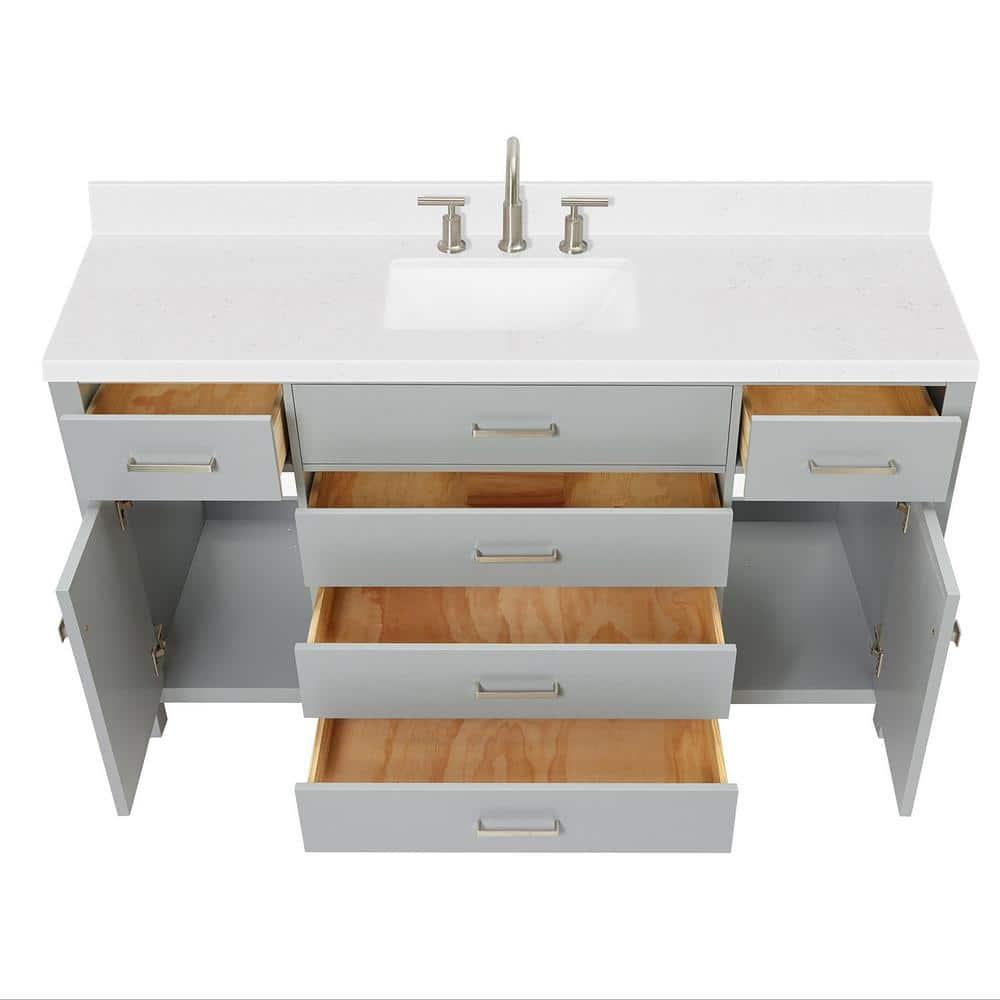 Ariel H060scqrvo Bristol 60" Free Standing Single Basin Vanity Set - Grey