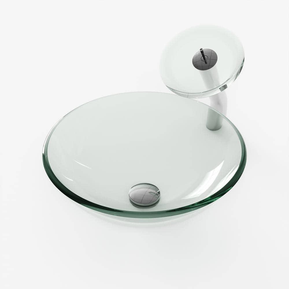 DeerValley Symmetry 16.5'' Circular Glass Vessel Bathroom Sink
