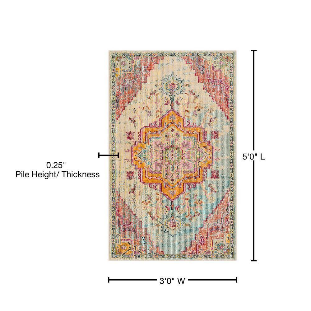 SAFAVIEH Crystal Debra Floral Area Rug, Light Blue/Fuchsia, 3' x 5'