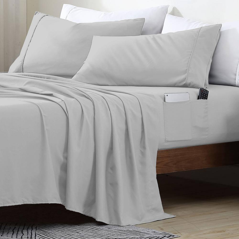 Cathay Home, Inc 1800 Series Smart Storage Pocket Microfiber Sheet Set