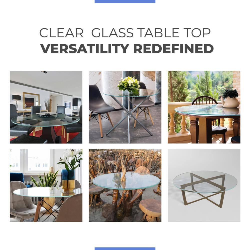 Dulles Glass 20" Round Table Top 3/8" Thick, Pencil Polished Tempered Glass for Indoor Dining or Outdoor Patio, 11 Pounds