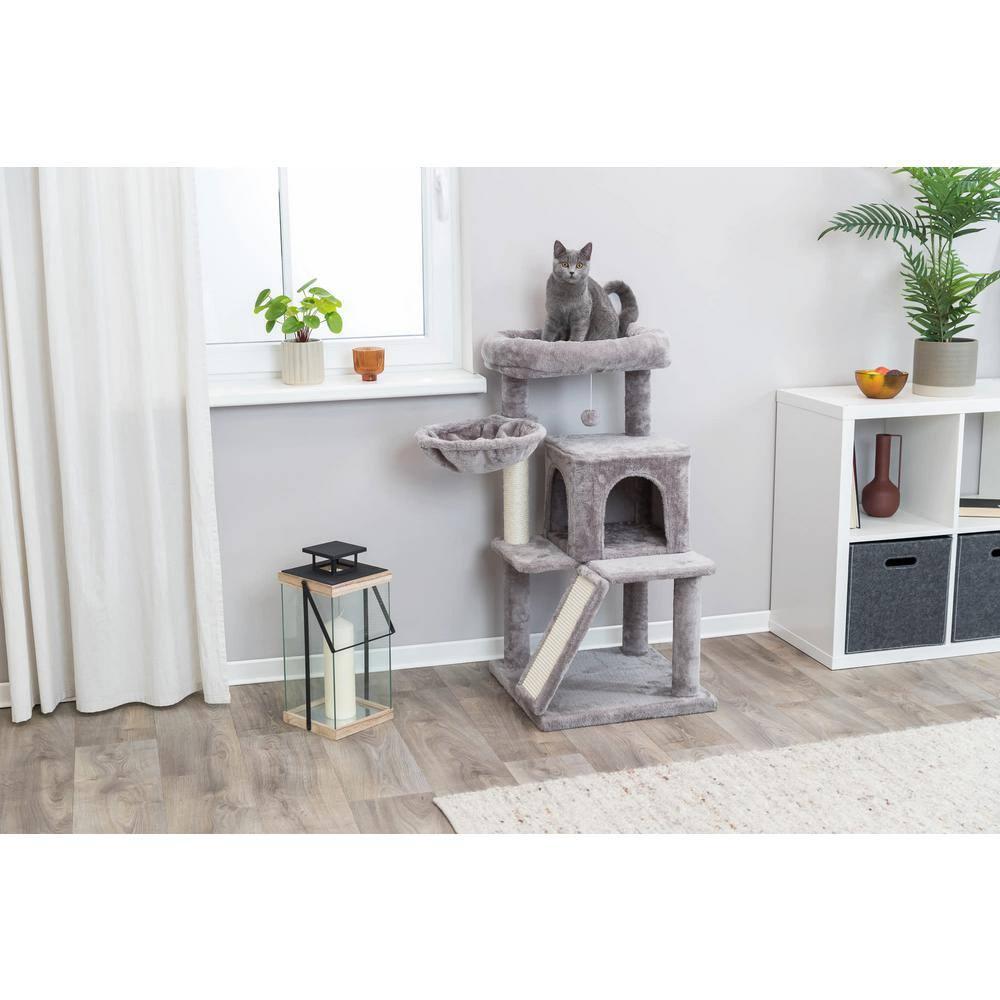 TRIXIE TRIXIE Pepito 39.4" Cat Tower, 3-Level Cat Tree with Sisal Scratching Posts and Ramp, Plush Condo and Hammock