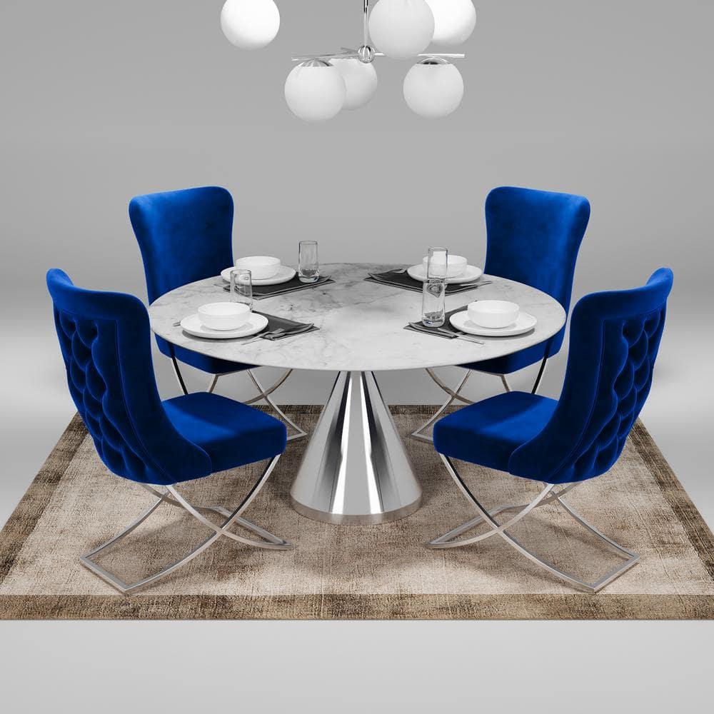 Orren Ellis Upholstered Modern Silver Legged Dining Chair, Set of 2 (Set of 2)