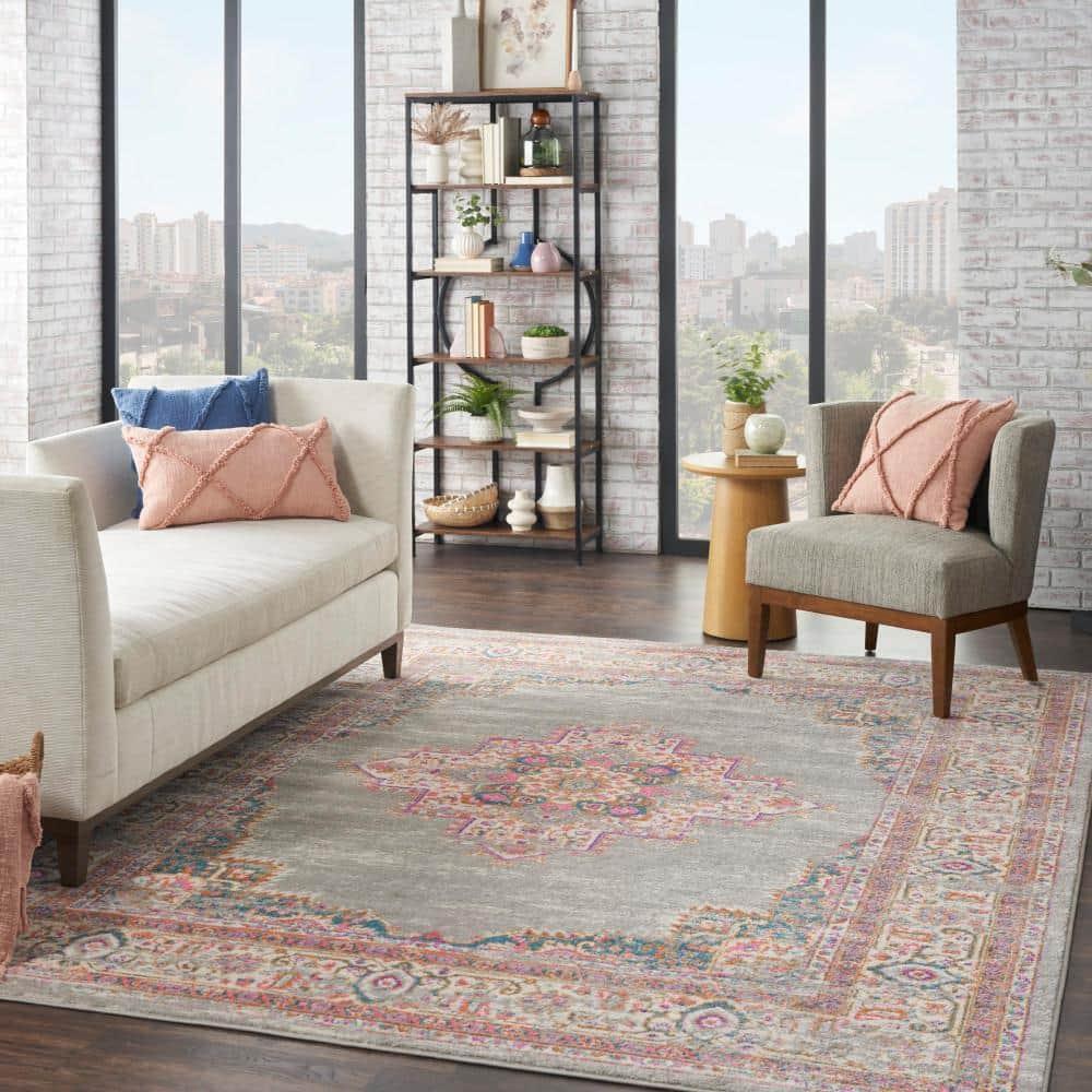 Nourison Passion Medallion Bohemian Indoor Rug Grey 8' x 10'