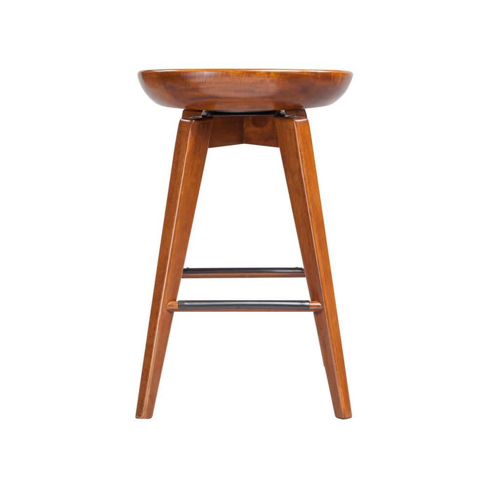 Boraam Bali 24" Backless Swivel Wood Counter Stool, Walnut Finish