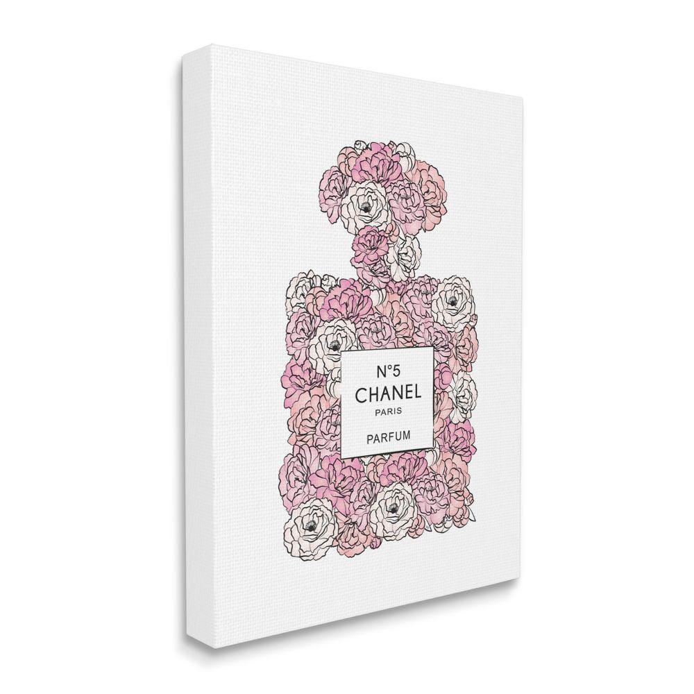 Stupell Industries Pink Rose Floral Perfume Bottle Designer Fashion Botanical & Floral Painting Gallery Wrapped Canvas Art Print Wall Art, 36 x 48