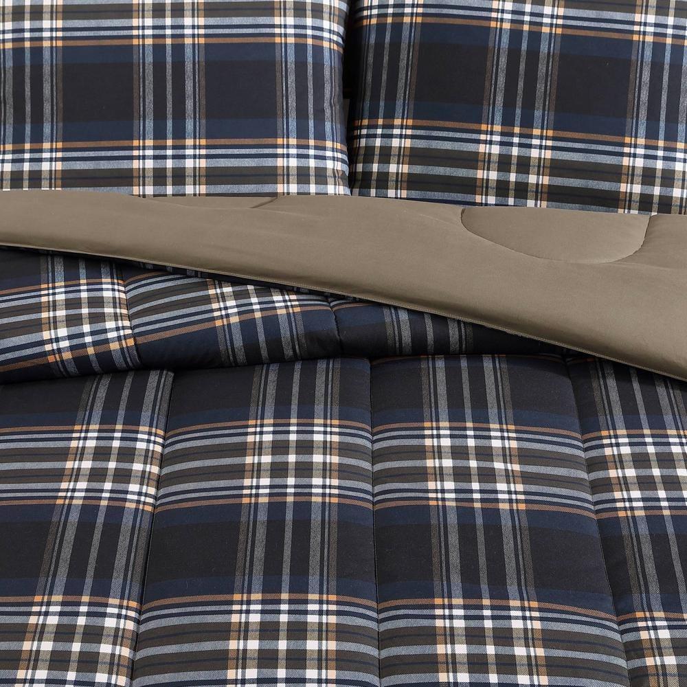 Wrangler 3pc Full/Queen City Flats Plaid Duvet Set Blue: Microfiber Bedding, OEKO-TEX Certified