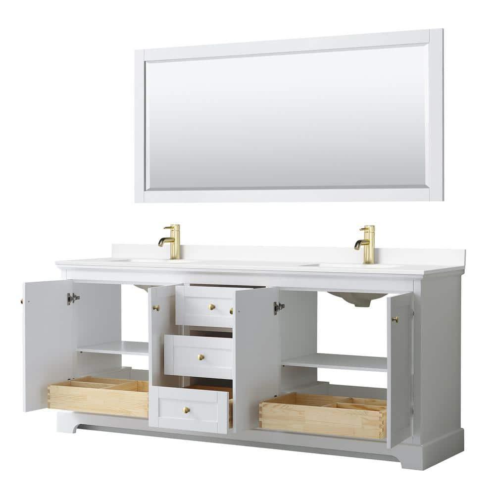 Wyndham Collection Avery 80'' Double Bathroom Vanity with Marble Top with Mirror