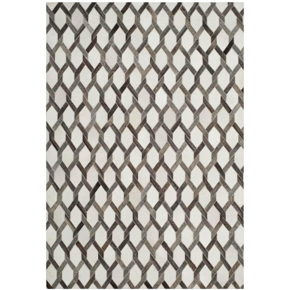Studio Leather STL666 Hand Woven Indoor Area Rug - Ivory/Grey - 4'x6' - Safavieh
