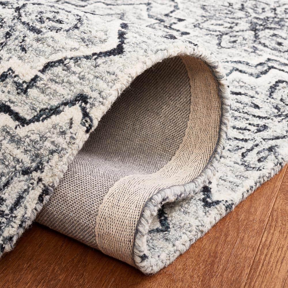 Abstract ABT201 Handmade Indoor Area Rug - Dark Blue/Grey - 6'x6' - Safavieh