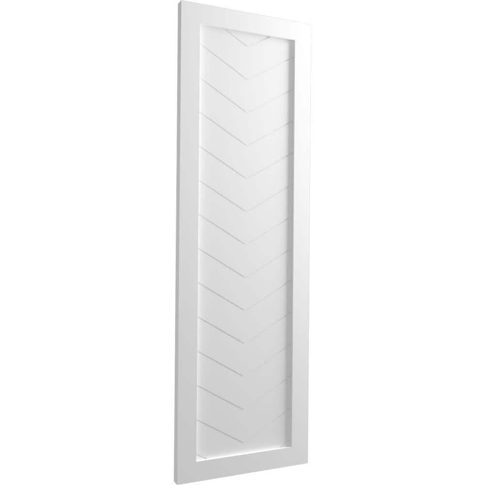 Ekena Millwork 12"W x 48"H True Fit PVC Single Panel Chevron Modern Style Fixed Mount Shutters, Unfinished (Per Pair - Hardware Not Included)