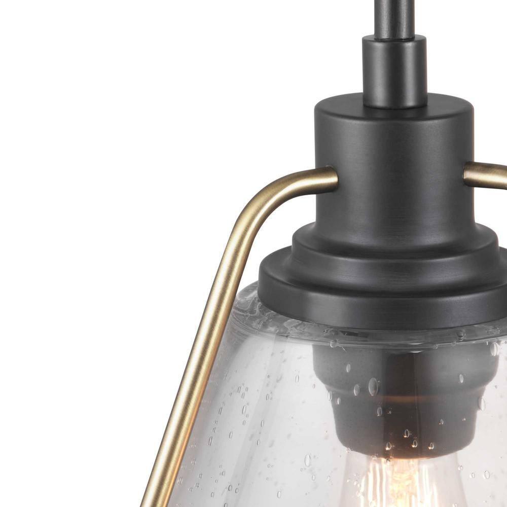 Progress Lighting, Range Collection, 1-Light Wall Sconce, Antique Bronze, Clear Seeded Glass Shade