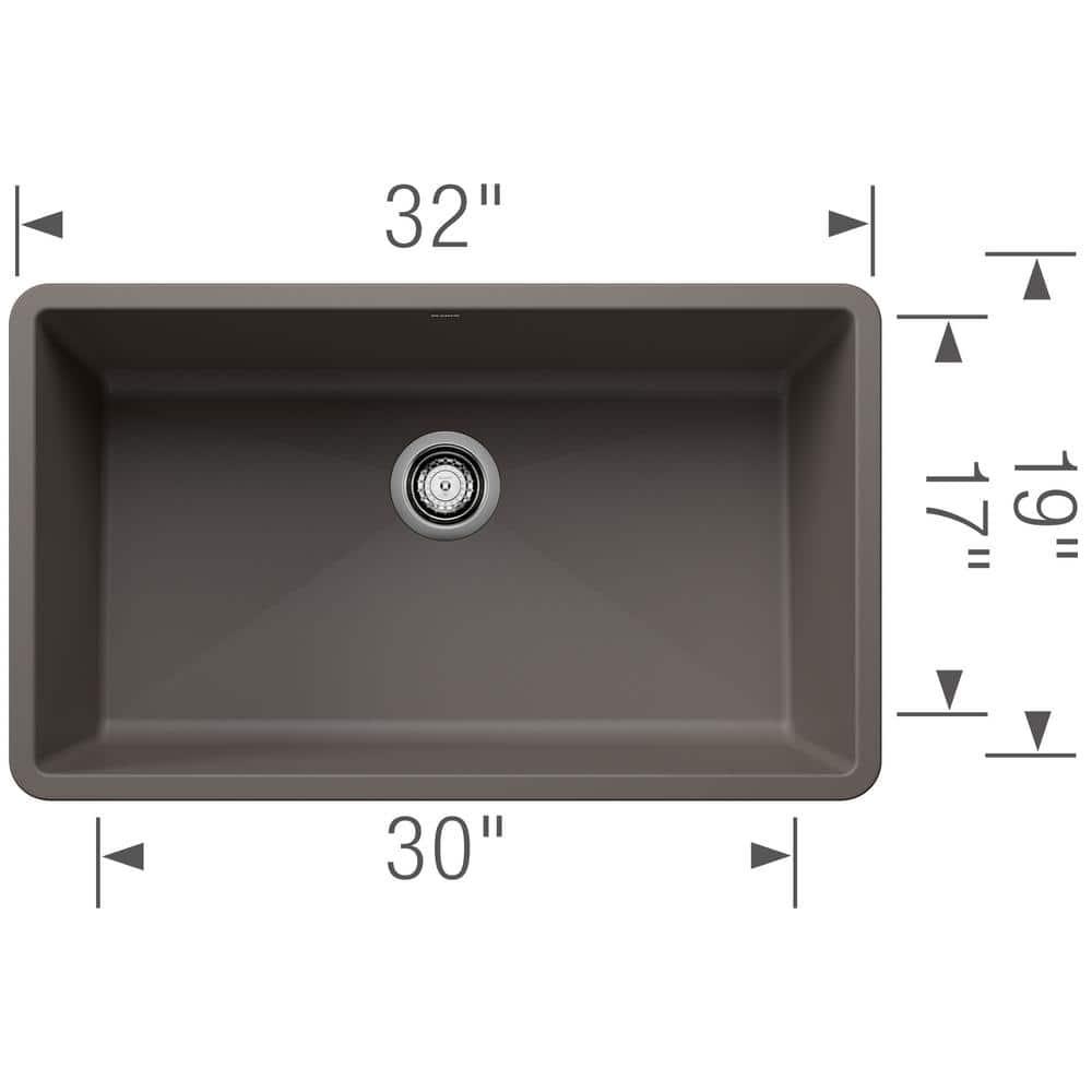 Precis SILGRANIT 32" L X 19" W Super Single Undermount Kitchen SInk