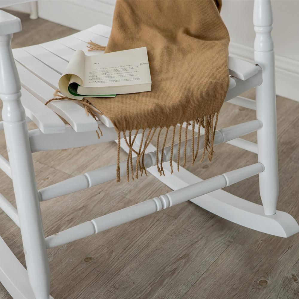 White Wood Traditional Outdoor Rocking Armchair