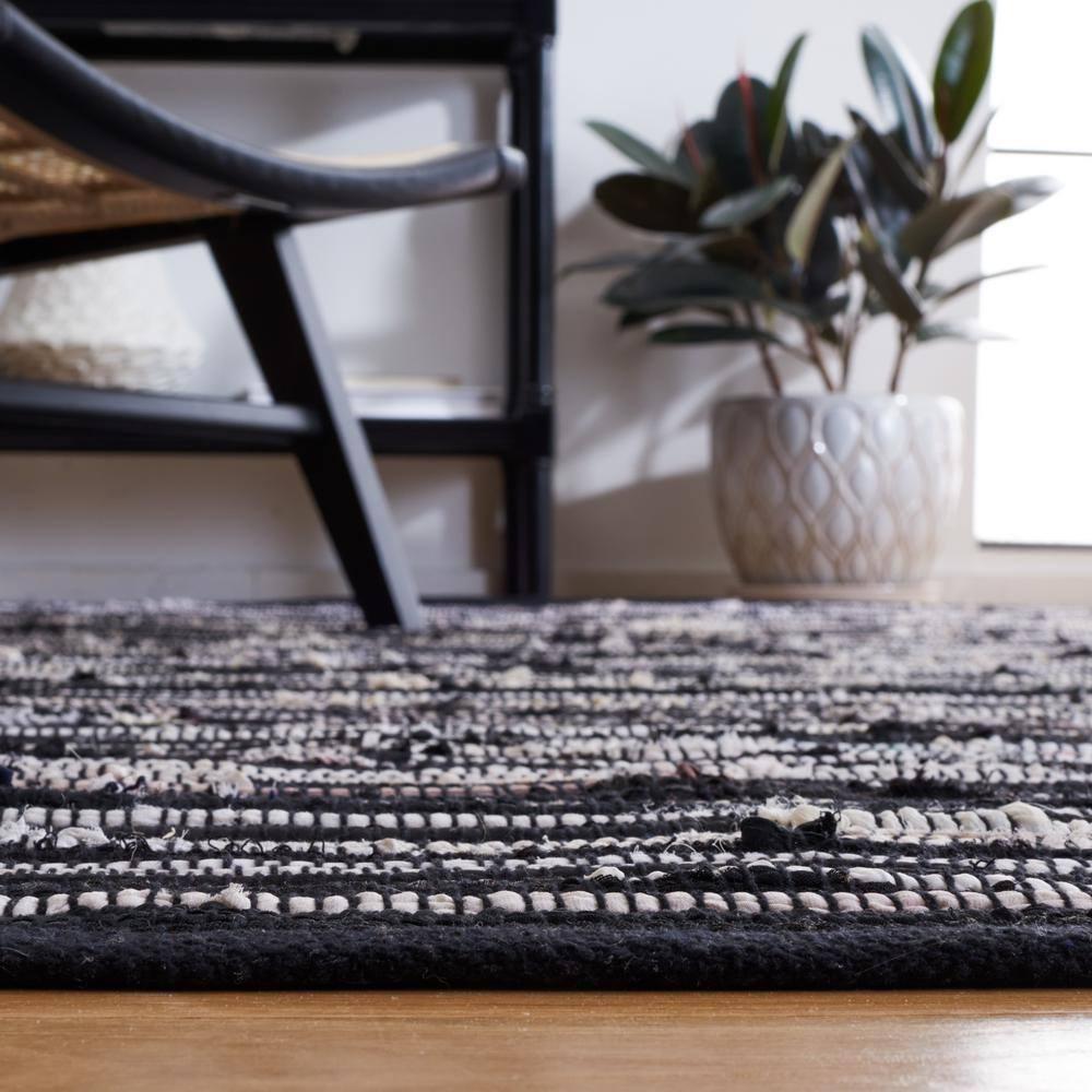 Rag Rug RAR130 Hand Woven Indoor Runner Rug - Black/Multi - 2'3"x8' - Safavieh.