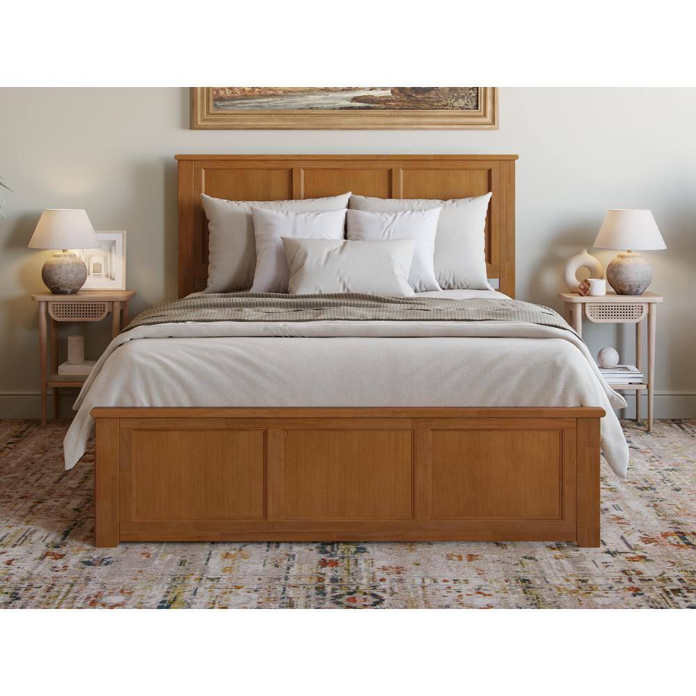 AFI Madison Queen Platform Bed with Matching Footboard and Storage Drawers, Light Toffee