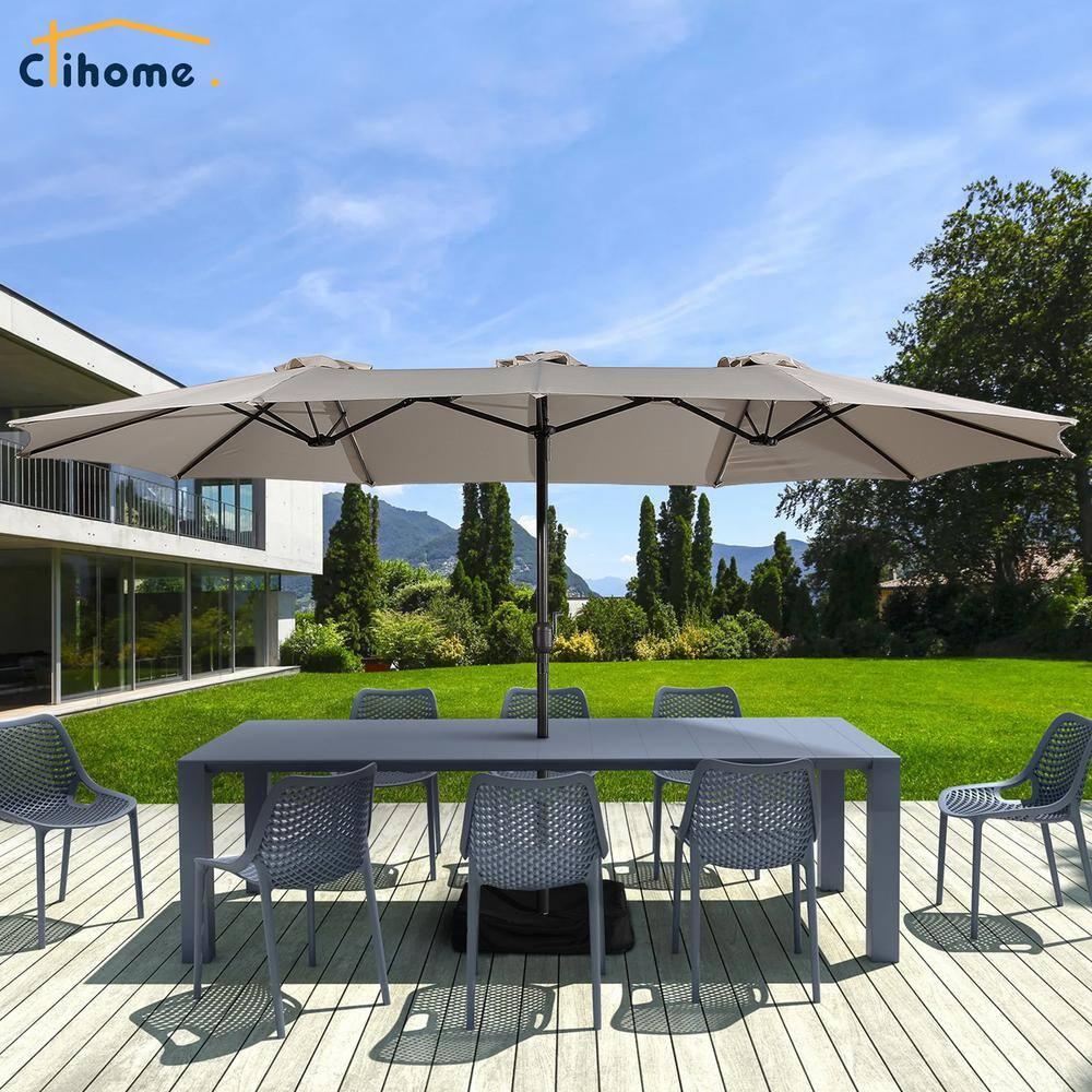 clihome 15 Ft Patio Market Umbrella with Base