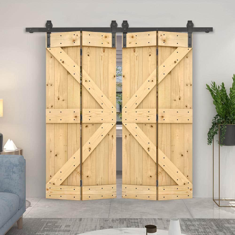 Calhome 84'' Solid Wood Barn Doors Painted without Installation Hardware Kit Barn Door