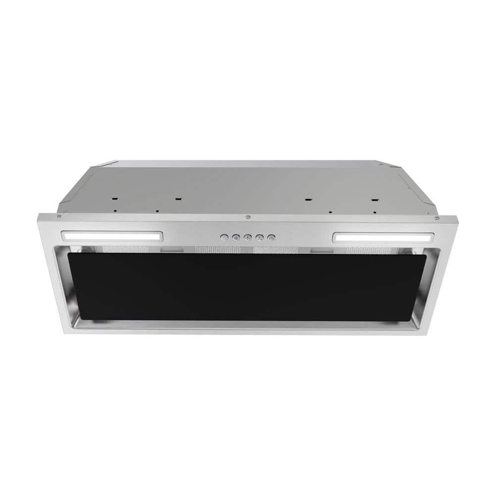 Streamline 28 in. Curino Ductless Insert 350 CFM Range Hood in Glossy Black with Mesh Filters, Electronic Button Control, LED Lights