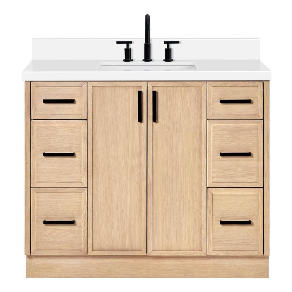Ariel Kelly 43 Inch Single Rectangular Sink Bathroom Vanity With Quartz Countertop