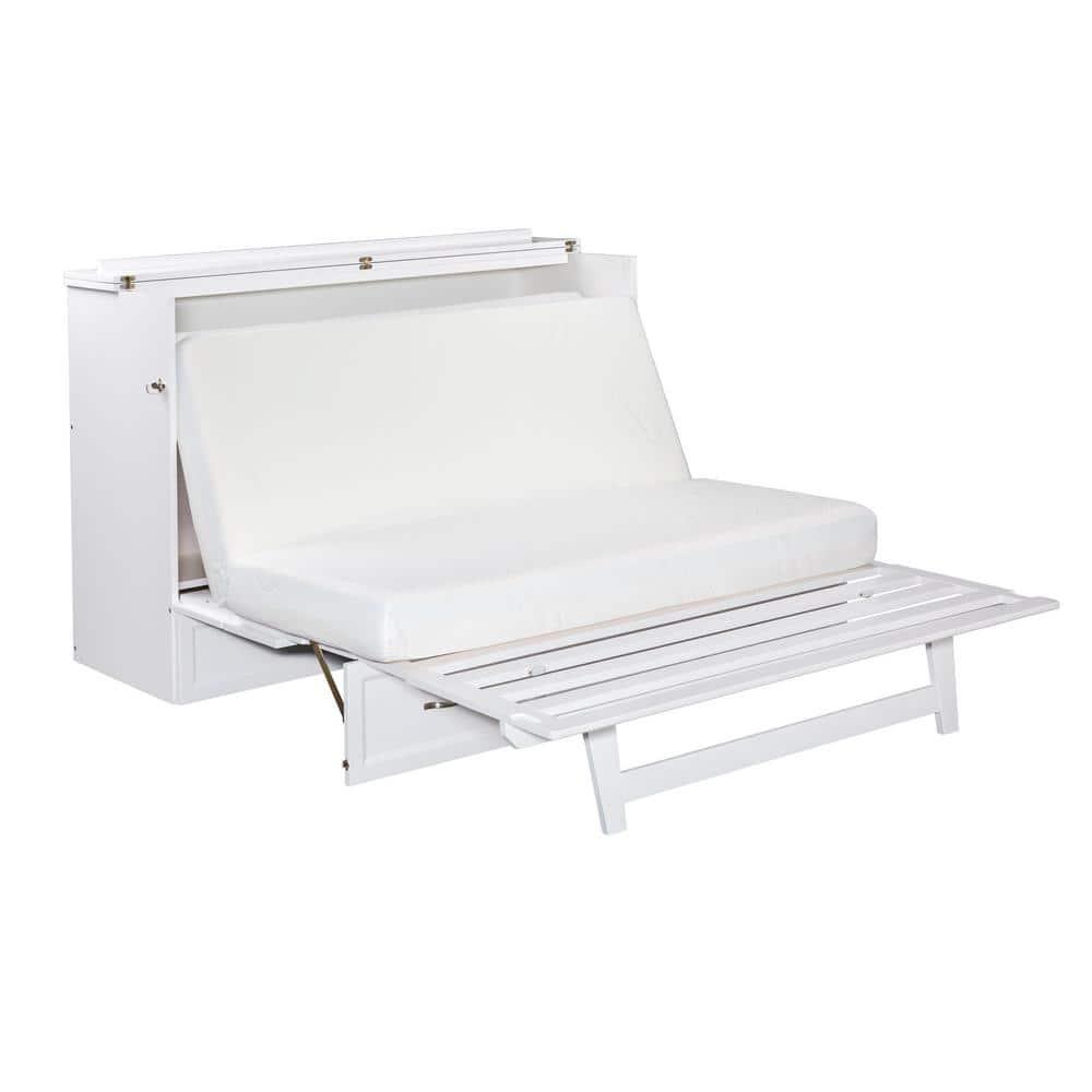 Queen Deerfield Murphy Bed Chest with Charging Station White - AFI: Space-Saving, Fold-Out Mattress, Elegant Design