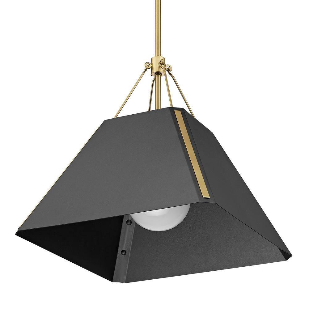 Golden Lighting Ranik 1-Light Pendant in Brushed Champagne Bronze with Natural Black