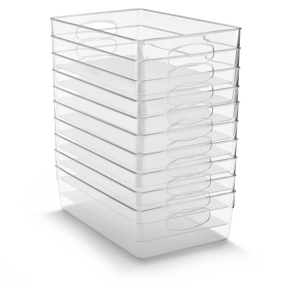 Sorbus Sorbus 10 Pack Narrow Clear Plastic Storage Bins with Handles for Shelves