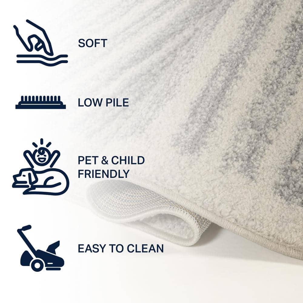 JONATHAN Y Khalil Modern Berber Stripe Cream/Gray 4 ft. x 6 ft. Area Rug