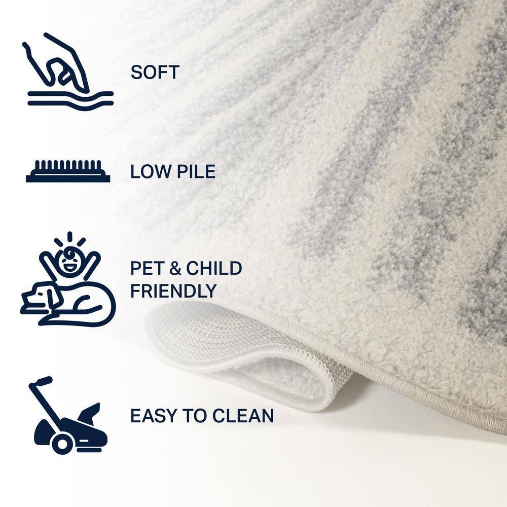 JONATHAN Y Khalil Modern Berber Stripe Cream/Gray 8 ft. x 10 ft. Area Rug