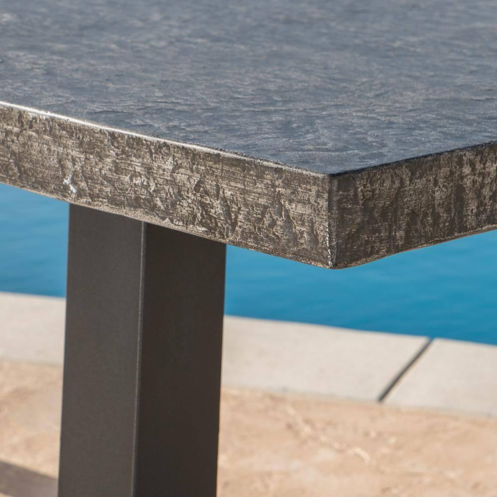 Noble House 70.25" Iron Weather Resistant Outdoor Dining Table, Black