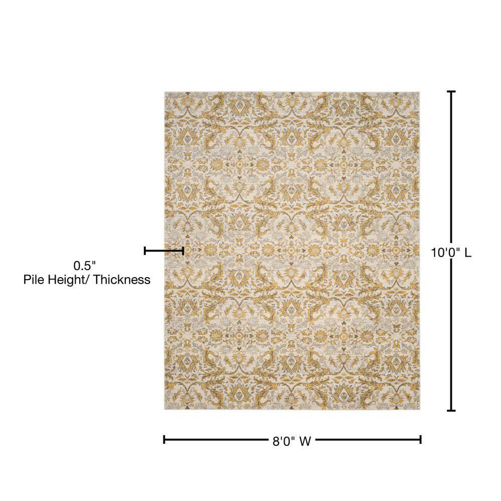 Evoke EVK238 Power Loomed Area Rug - Ivory/Gold - 8'x10' - Safavieh.