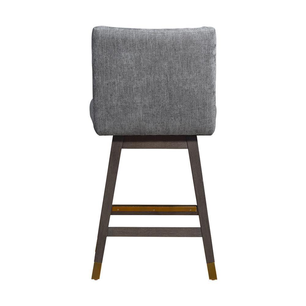 Armen Living Basila Wood Finish with Fabric Swivel Counter Height Barstool Gray Oak