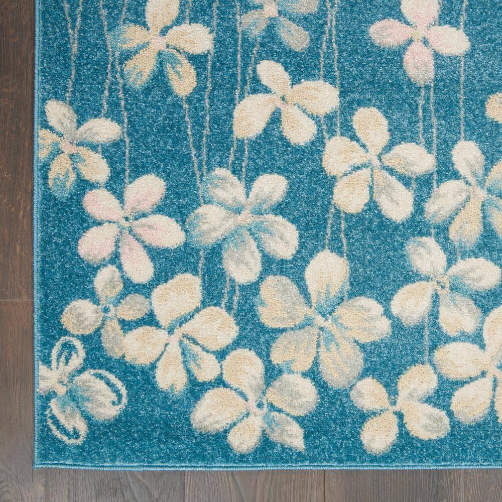 Nourison Tranquil 5'3" X 7'3" (5' x 7') Turquoise Area Rug Bohemian Botanical Vine and Bloom by Nourison