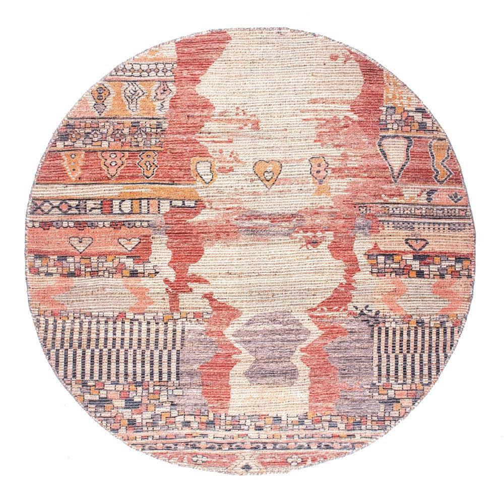 Nuloom Hermina Abstract 6 Round Jute Indoor Area Rug for Dining Room Rug Neutral Rug Living Room Rug Kitchen, Multicolor/Ivory