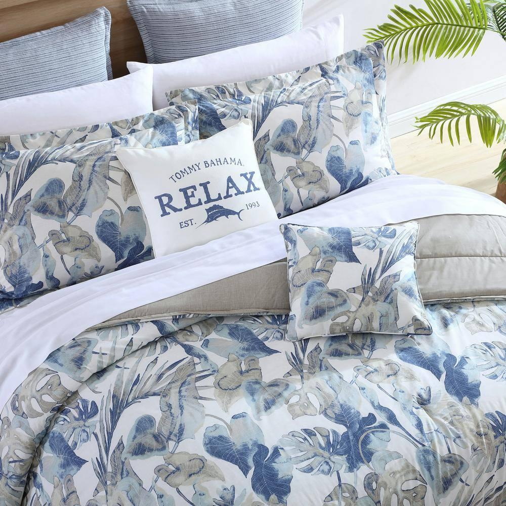 Tommy Bahama Home Tommy Bahama Raw Coast Blue Cotton 5 Piece Comforter Bonus Set
