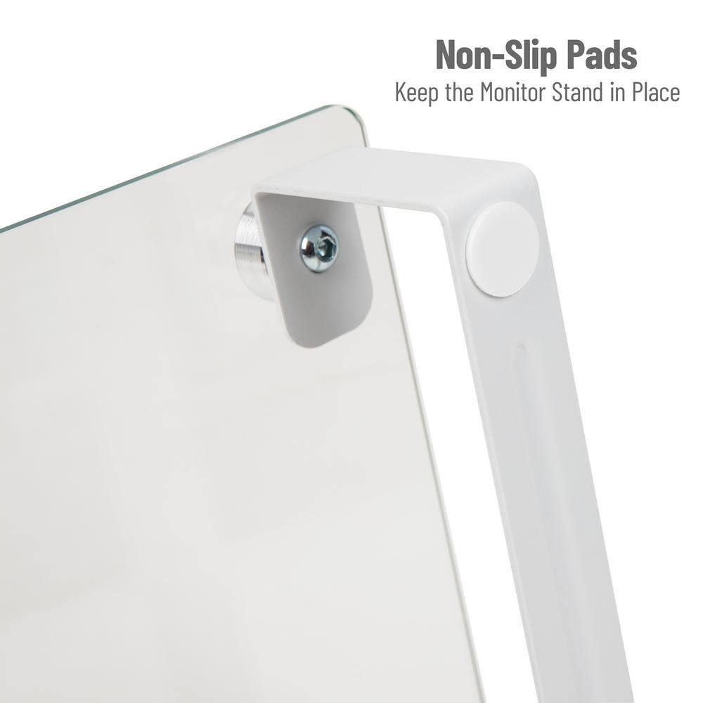 Mind Reader Mind Reader Monitor Stand, Contemporary, Desktop Organizer, Laptop Riser, Office, Glass, 22"L x 8.25"W x 3"H, Clear