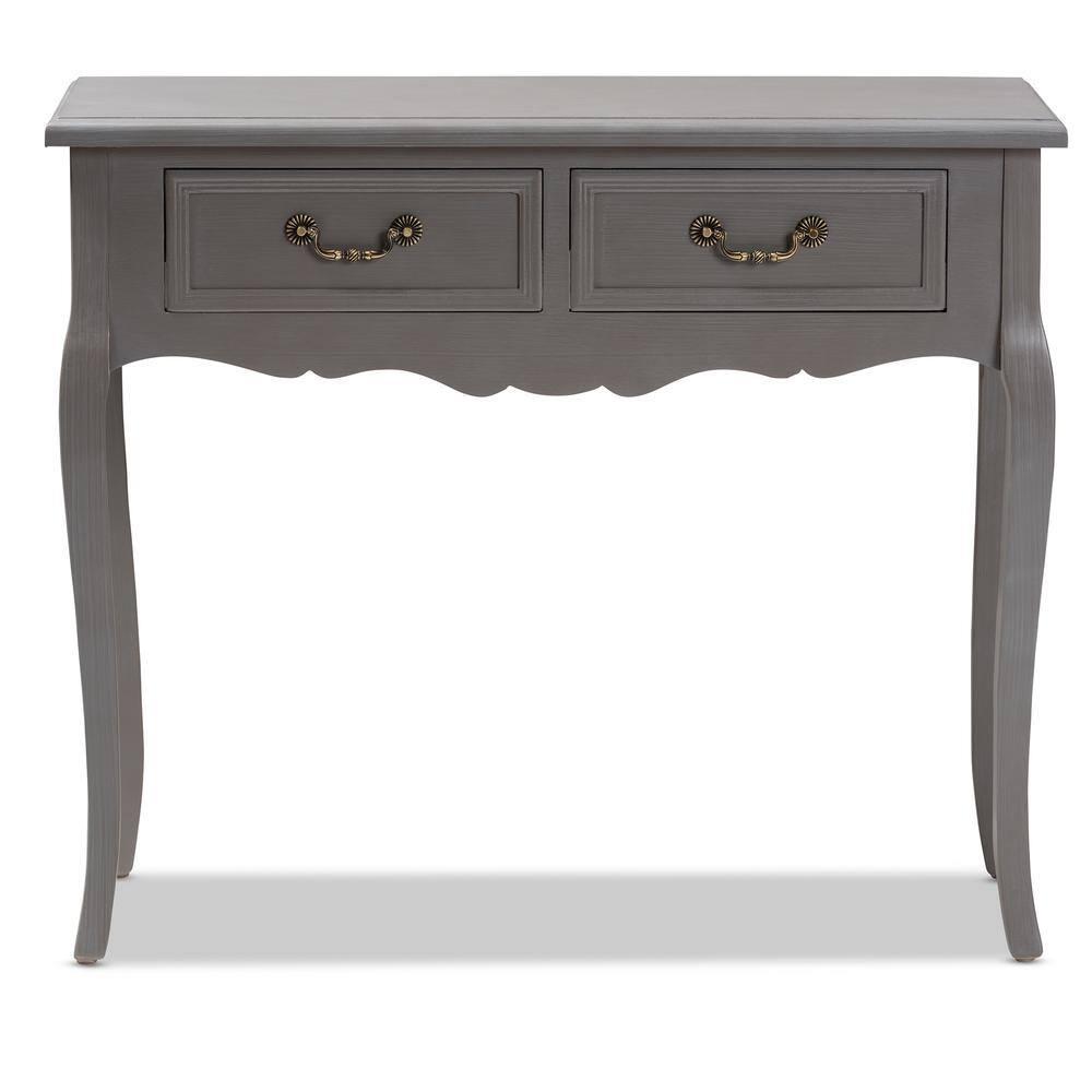 Capucine Finished Wood 2 Drawer Console Table Gray - Baxton Studio: Elegant Entryway Storage, Cabriole Legs