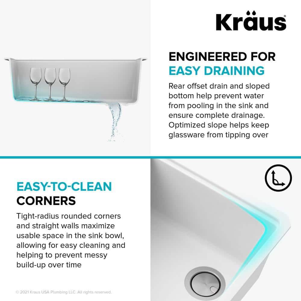 30 in. KRAUS Bellucci Workstation Undermount Granite Composite Single Bowl Kitchen Sink in White with Accessories