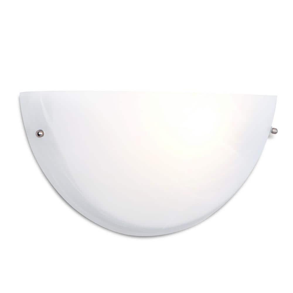 Yosemite Home Decor 1371-1MC Glacier Point Half-Moon One-Light Wall Sconce Light, Ivory Cloud Glass Shade