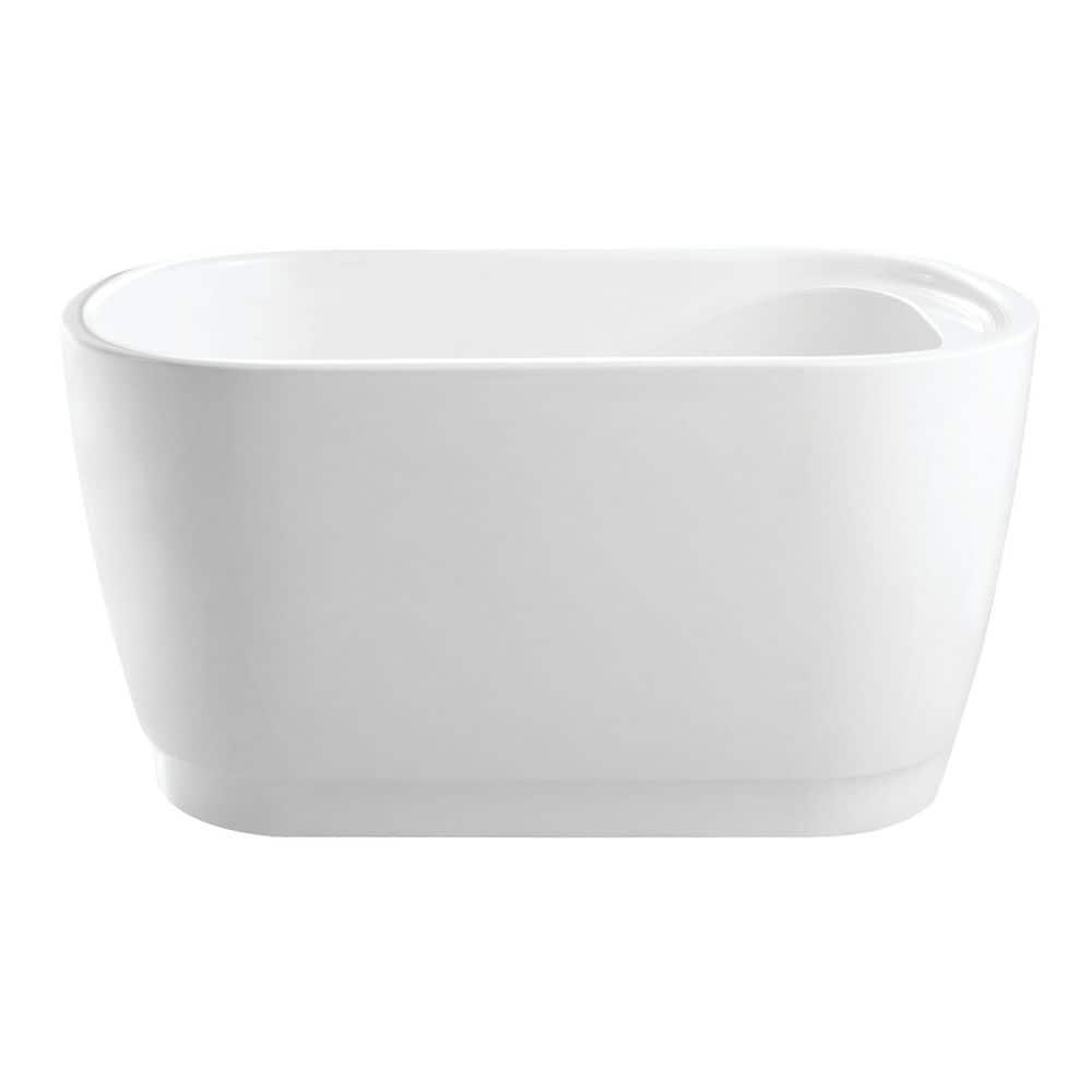 Kingston Brass Aqua Eden 59-Inch Acrylic Oval Double Ended Freestanding Tub with Drain and Integrated Seat