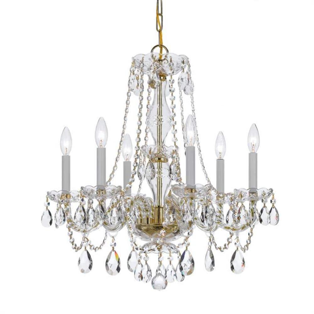 Crystorama Lighting Traditional Crystal 6 - Light Chandelier in  Polished Brass