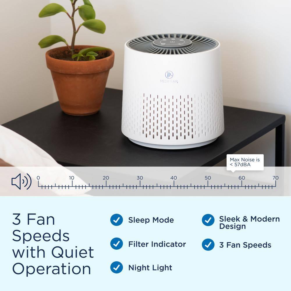 Medify Air White MA-12 PRO Air Purifier w/ HEPA Filters I Smoke Dust Pet Odors I 3 in 1 with Pre-filter HEPA H14 & Activated Carbon I Removal of 0.1 to 0.3 microns I 405 Sq ft Coverage I 1-Pack