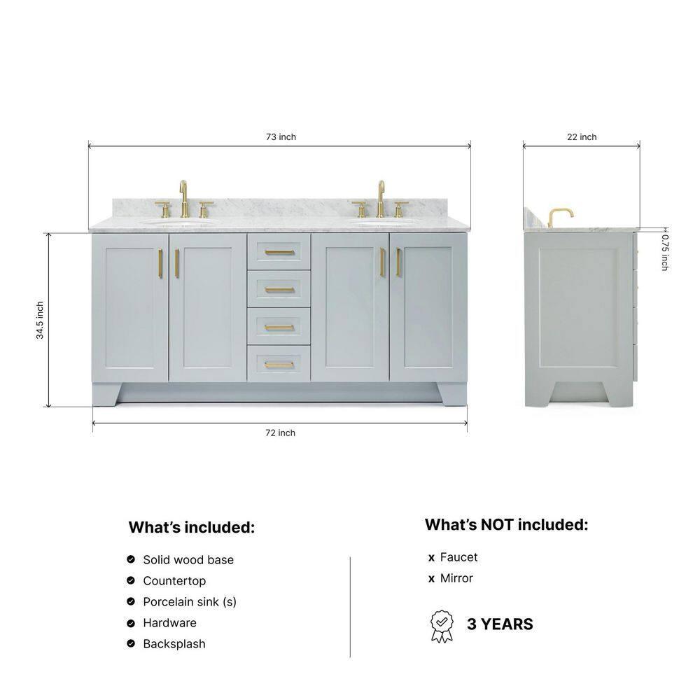 ARIEL TAYLOR 73 IN DOUBLE OVAL SINK VANITY 1