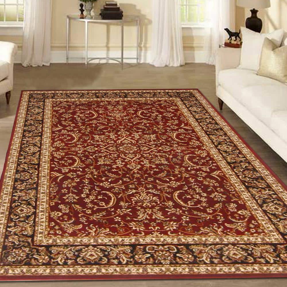 1318-1532-BURGUNDY Noble Rectangular Burgundy Traditional Italy Area Rug- 7 ft. 9 in. W x 11 ft. 6 in. H