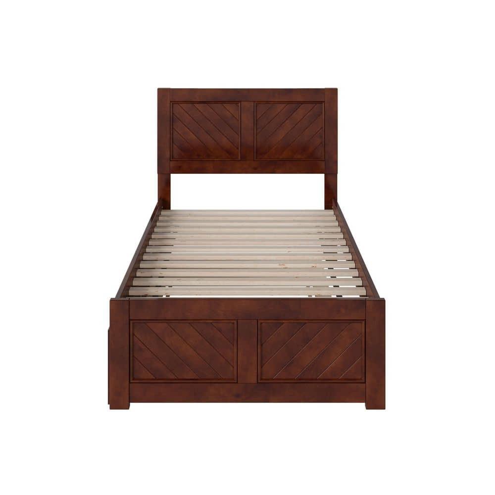 AFI Canyon Walnut Solid Wood Platform Bed with Matching Footboard & Twin Trundle, Twin