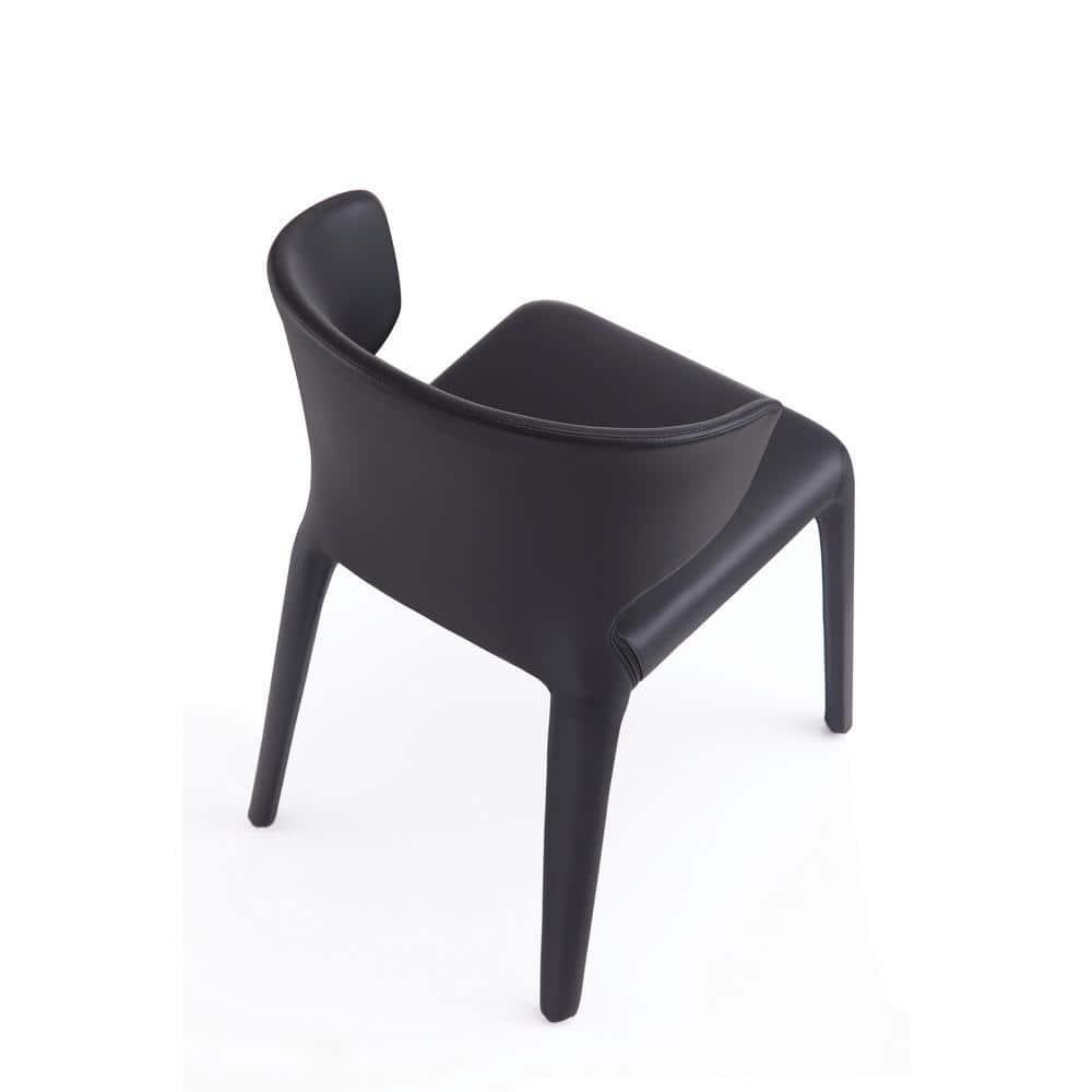 Set of 2 Conrad Faux Leather Dining Chairs Black - Manhattan Comfort: Mid-Century Modern, Metal Frame, Contoured Back